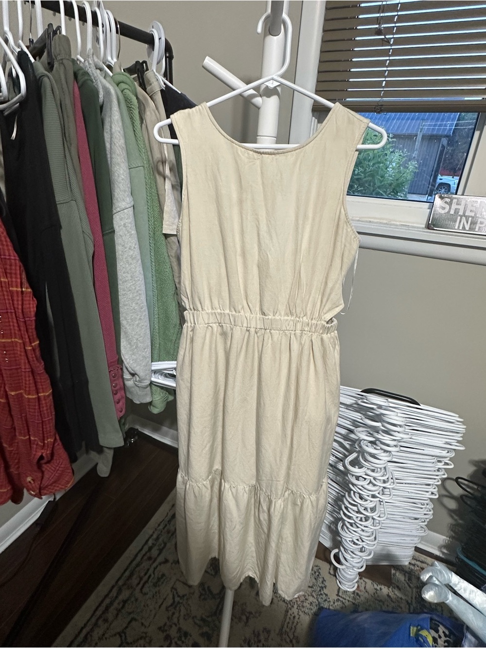 Sincerely Jules  Cream Tiered Midi Dress - Casual Summer Dress size large